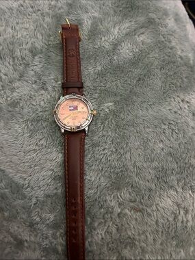 Tommy Hilfiger Pink Dial Watch with Brown Leather Strap